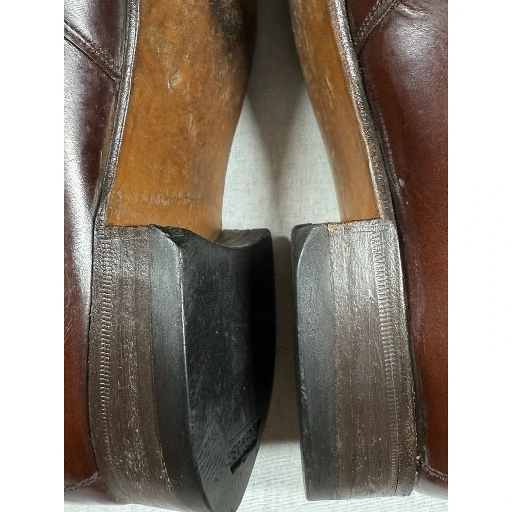 Barker England Penny Loafers Sz‎ 9/8UK Burgundy Leather Vintage Dress Shoes